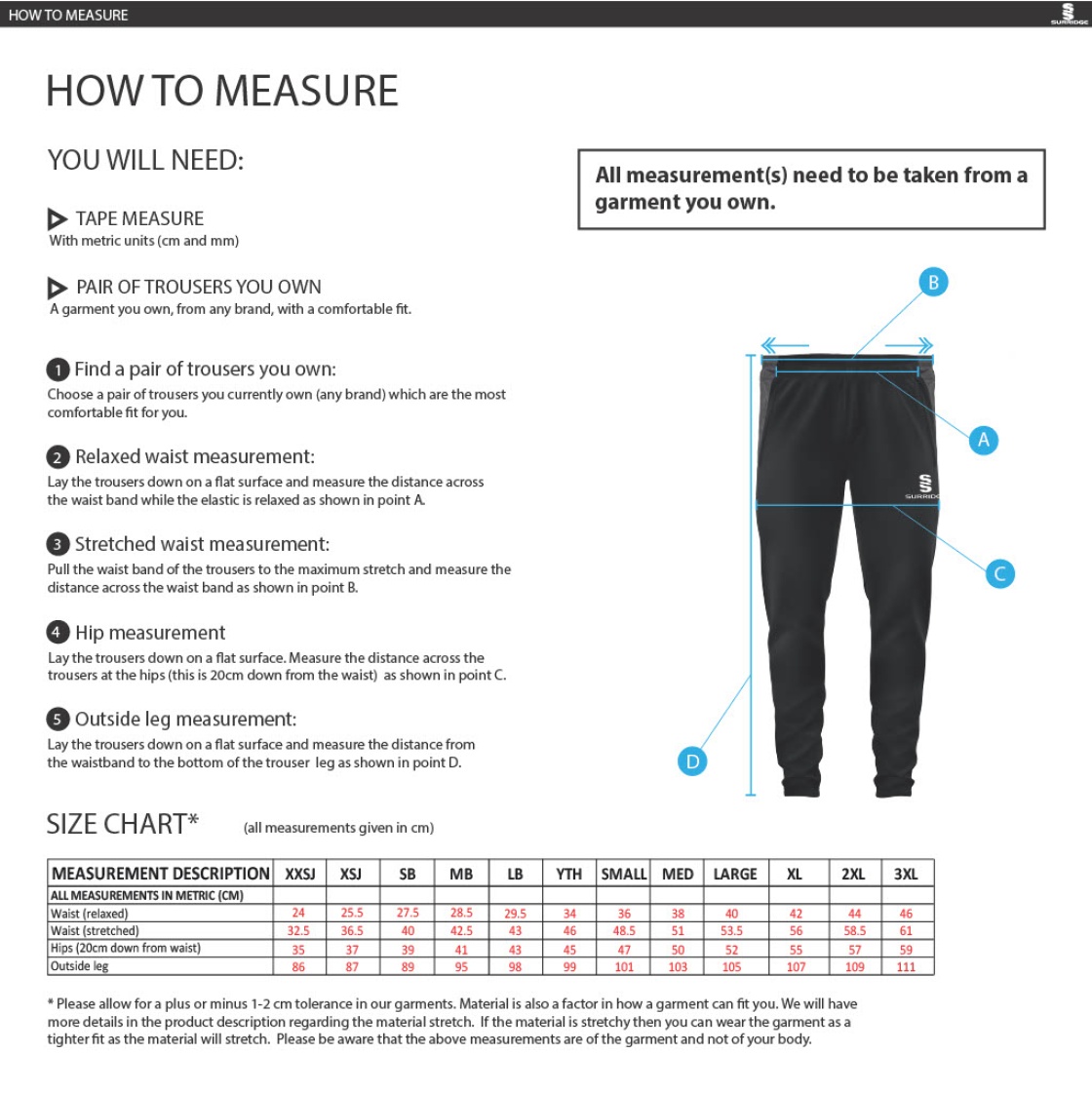 Alvanley CC Skinny Pant - Size Guide